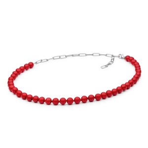 Colier argint cu zale mari si coral rosu DiAmanti 252-02-G (Argint 925‰ 2,3 g.)